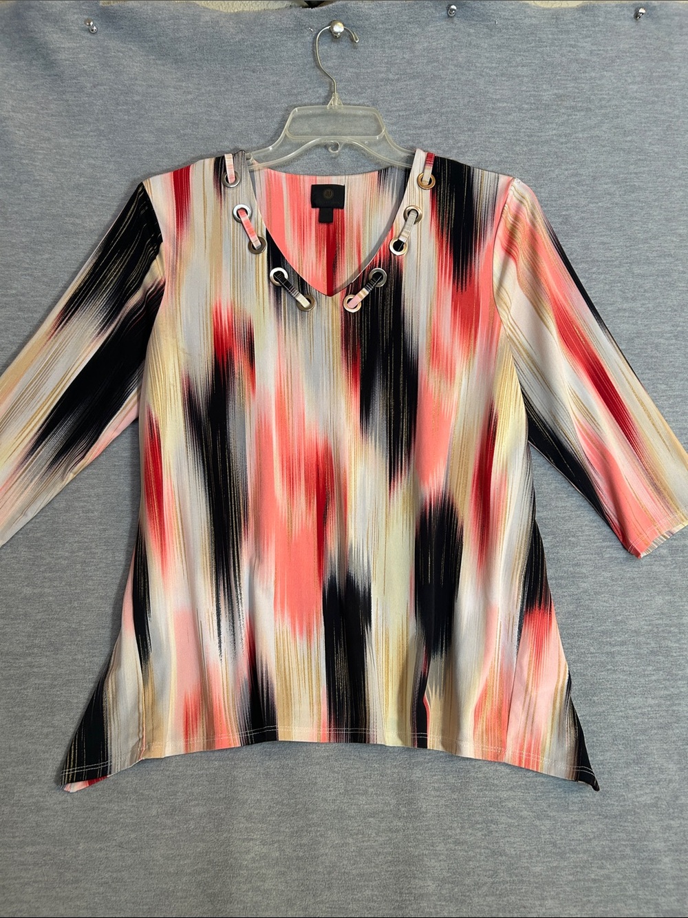 JM COLLECTION Wearable Art Abstract Brush Stroke Multi Colored Wrinkle Resistant